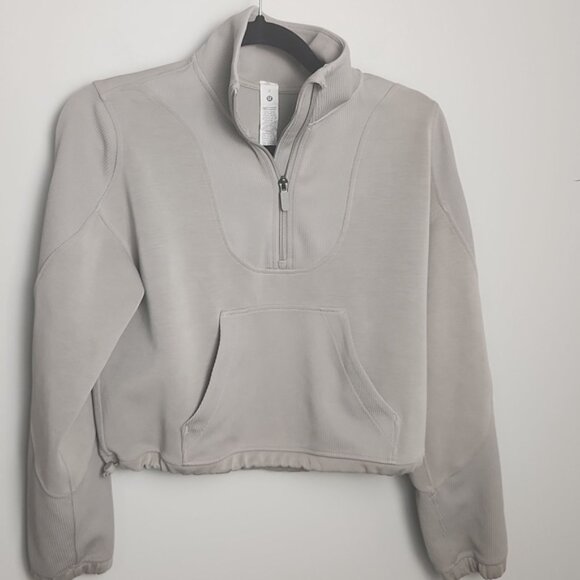 Lululemon Brushed Softstreme Ribbed Half Zip Riverstone Size 2 EUC - Picture 2 of 8